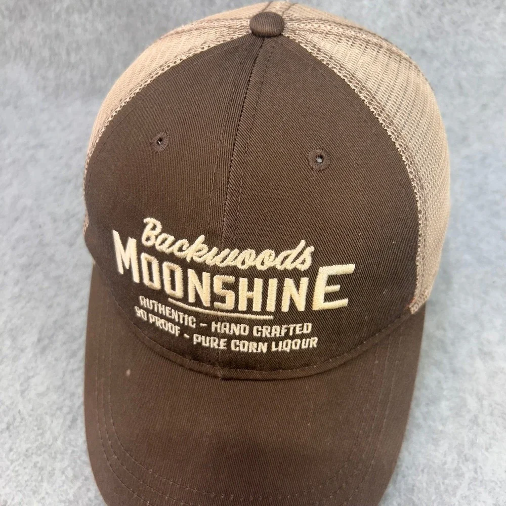 Backwoods Moonshine Mens Brown Infinity Trucker Hat Snapback Mesh Cap OSFM